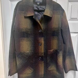 Pendleton Women’s Plaid Wool Coat - Black, Brown, Olive Green, and Navy
